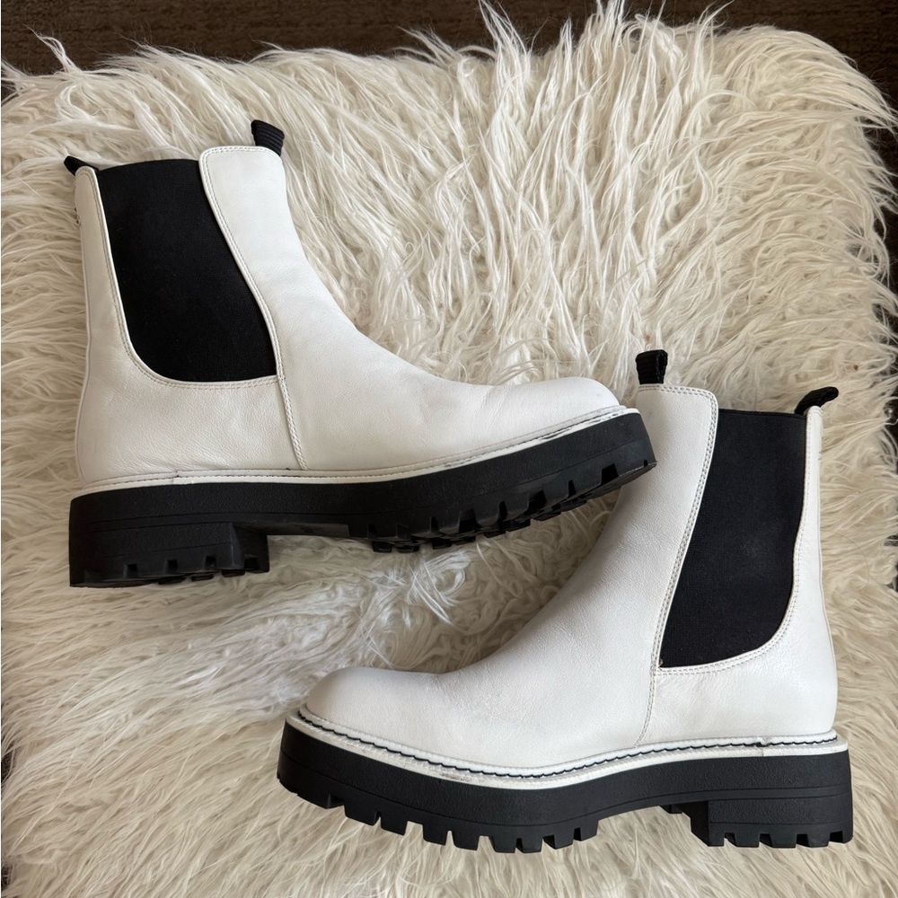 Sam Edelman White and Black Ankle Boots